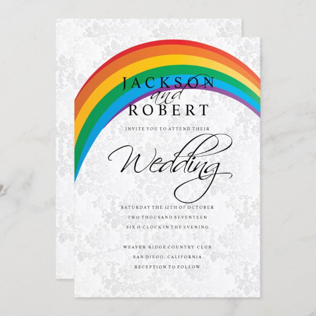 Rainbow Gay Wedding Invitation (Front/Back)
