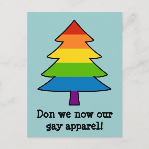 Rainbow Gay Xmas Tree Holiday Postcard