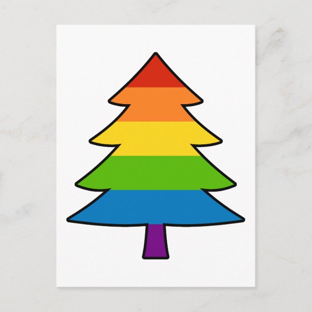 Rainbow Gay Xmas Tree Holiday Postcard (Front)