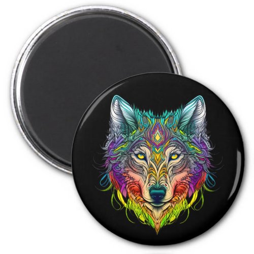 Rainbow Geisterwolf Portrait Magnet