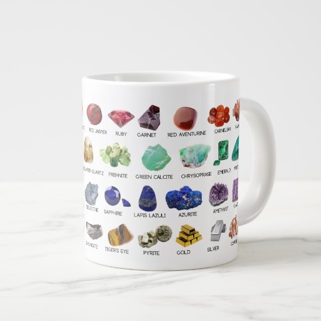 Rainbow Gems Crystal Collection Chart Guide 20oz Giant Coffee Mug (Front Right)