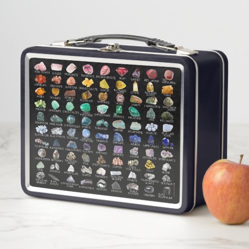 Rainbow Gems Crystal Collection Geology Rock Chart Metal Lunch Box