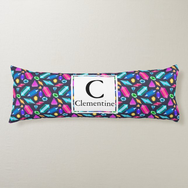 Rainbow Gems Jewels Personalized Body Pillow (Front)