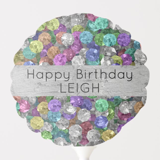 Rainbow Gemstones Birthday Balloon (Front)