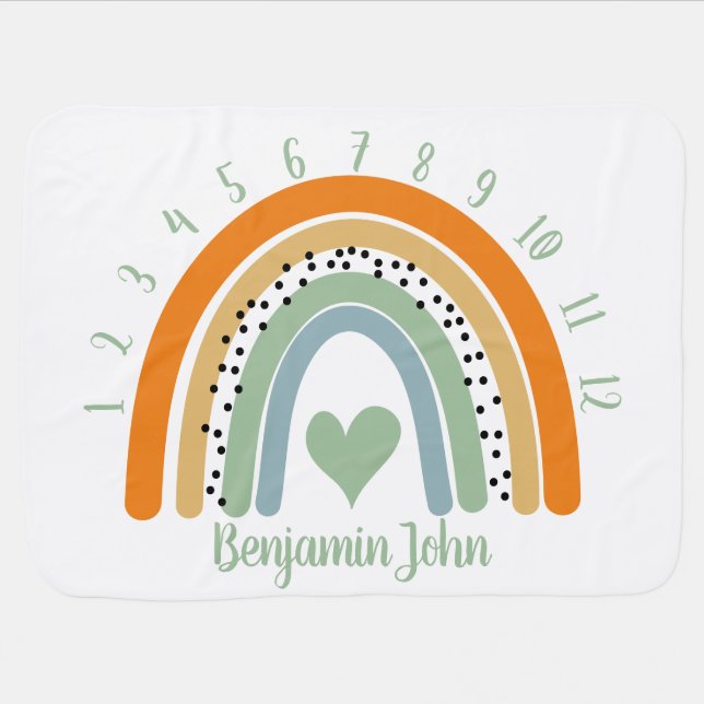 Rainbow Gender Neutral Baby Milestone Blanket (Horizontal)
