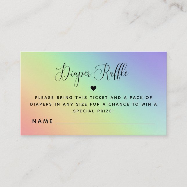 Rainbow Gender Neutral Baby Shower Diaper Raffle E Enclosure Card (Front)