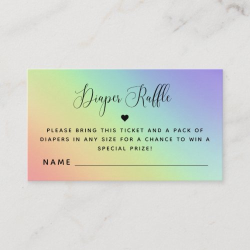 Rainbow Gender Neutral Baby Shower Diaper Raffle E Enclosure Card