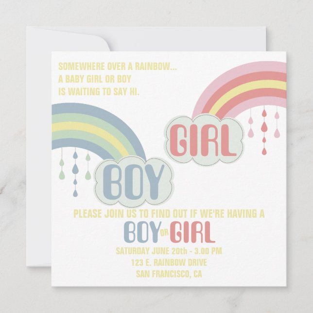RAINBOW GENDER REVEAL Invitation (Front)