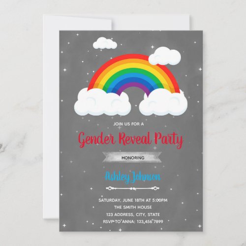 Rainbow gender reveal invitation