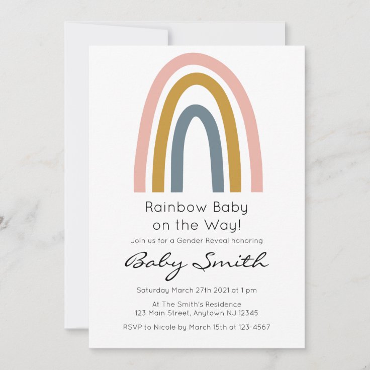 Rainbow Gender Reveal Invitation Zazzle