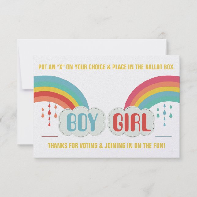 RAINBOW GENDER REVEAL VOTING BALLOT Invitation (Front)