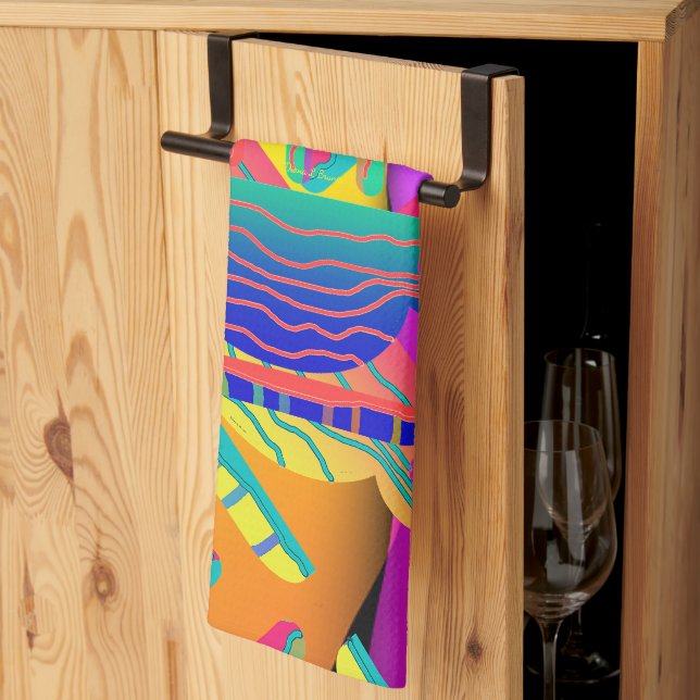 Rainbow Geo Bold   Kitchen Towel (Thirds Fold)