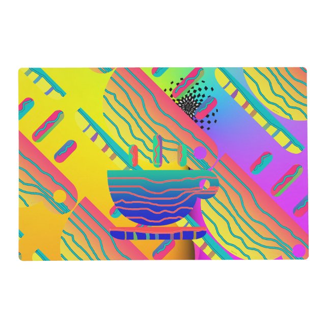 Rainbow Geo Bold Laminated   Placemat (Front)