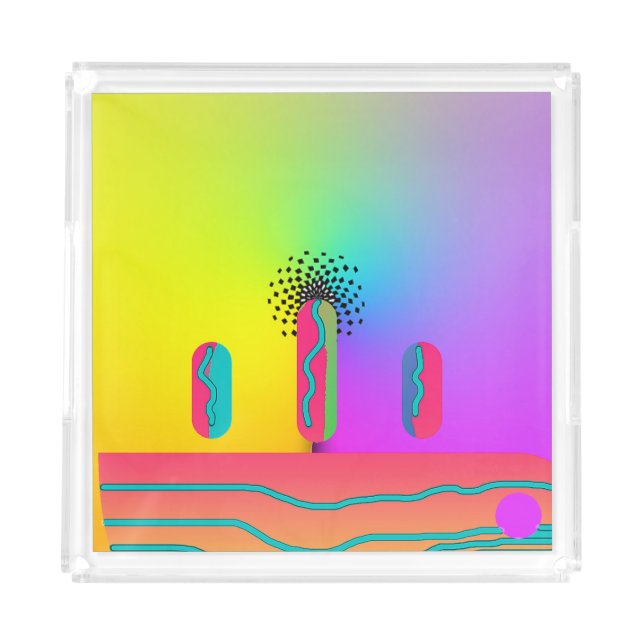 Rainbow Geo Mix     Acrylic Tray (Front)