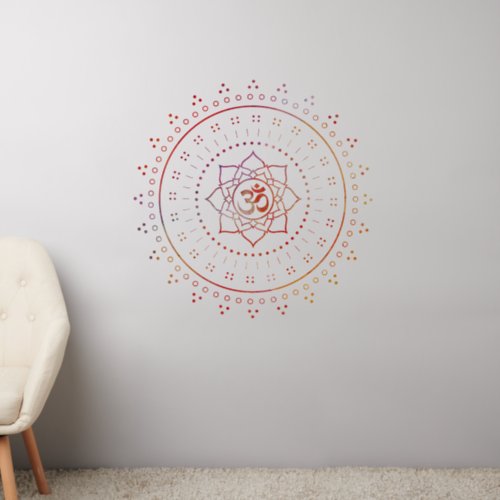 Rainbow Geometric Om Meditation Mandala Wall Decal
