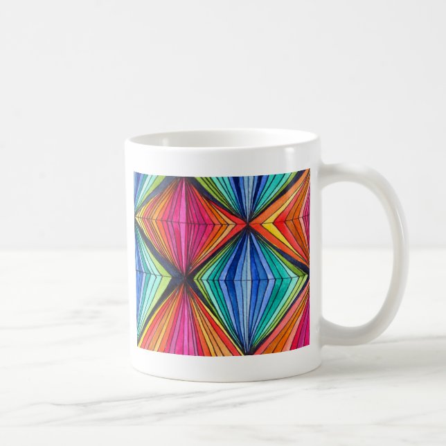 Rainbow Geometric Optical Art Coffee Mug (Right)