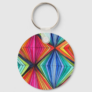 Rainbow Geometric Optical Art Keychain
