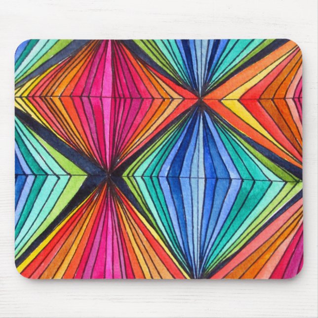 Rainbow Geometric Optical Art Mouse Pad (Front)