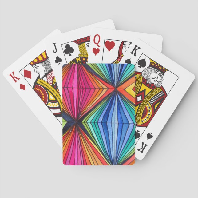 Rainbow Geometric Optical Art Poker Cards (Back)