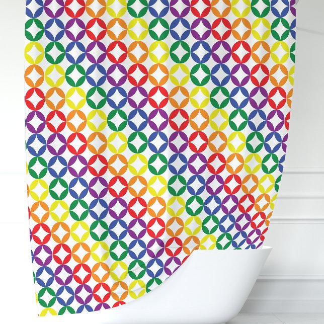 Rainbow Geometric Pattern Shower Curtain (Creator Uploaded)