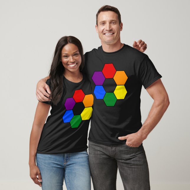 Rainbow geometric rhombus on black T-Shirt (Unisex)
