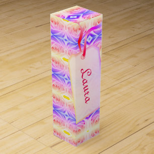 Rainbow Geometric Roses design Wine Box
