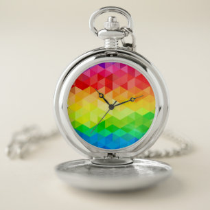 Rainbow Geometric Shapes Pocket Watch