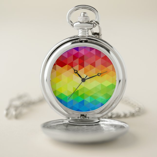 Rainbow Geometric Shapes Pocket Watch (Inside)