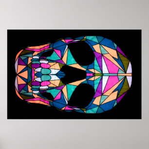 Rainbow Geometric Skull Poster