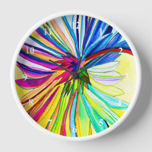 Rainbow gerbera colorful flower clock