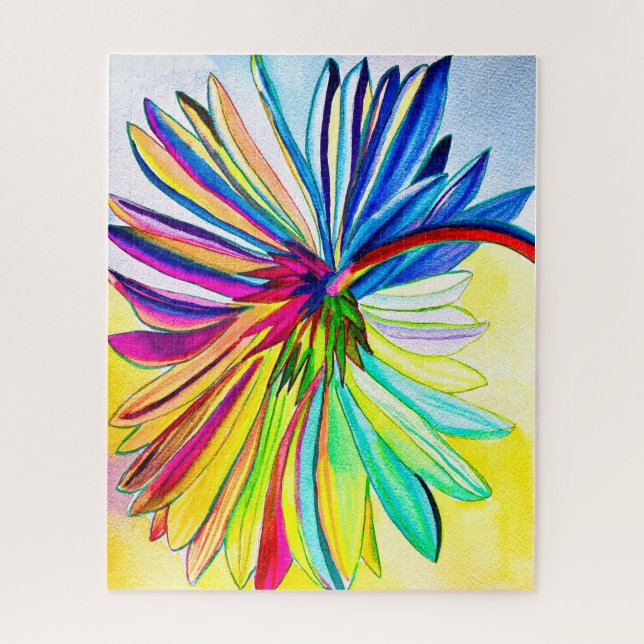 Rainbow gerbera colorful flower  jigsaw puzzle (Vertical)