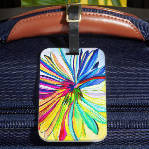 Rainbow gerbera colorful flower  luggage tag