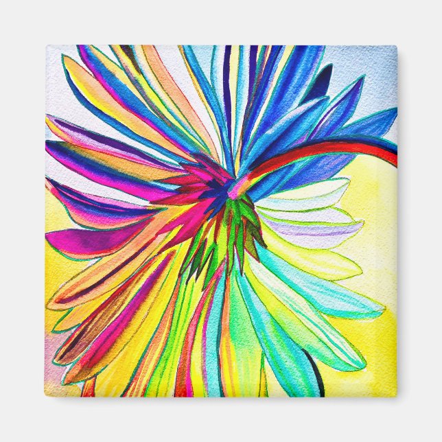 Rainbow gerbera colorful flower  magnet (Front)