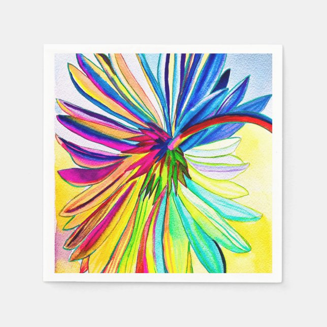 Rainbow gerbera colorful flower  napkins (Front)