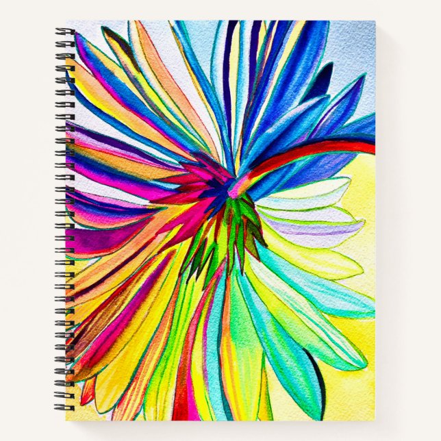 Rainbow gerbera colorful flower  notebook (Front)