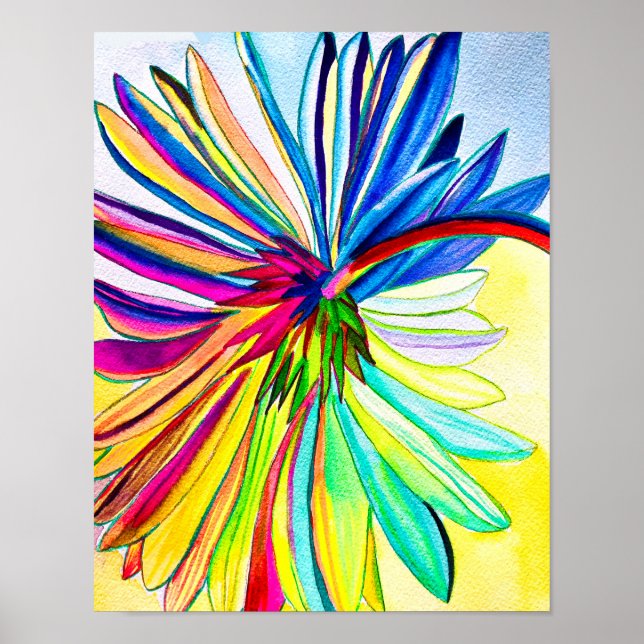 Rainbow gerbera colorful flower  poster (Front)