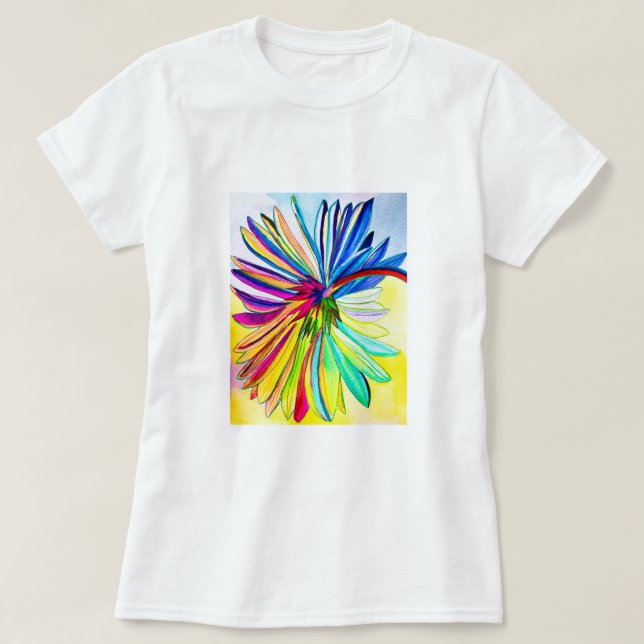 Rainbow gerbera colorful flower  T-Shirt (Design Front)