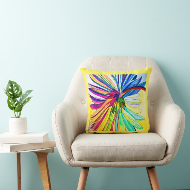 Rainbow gerbera colorful flower  throw pillow (Chair)
