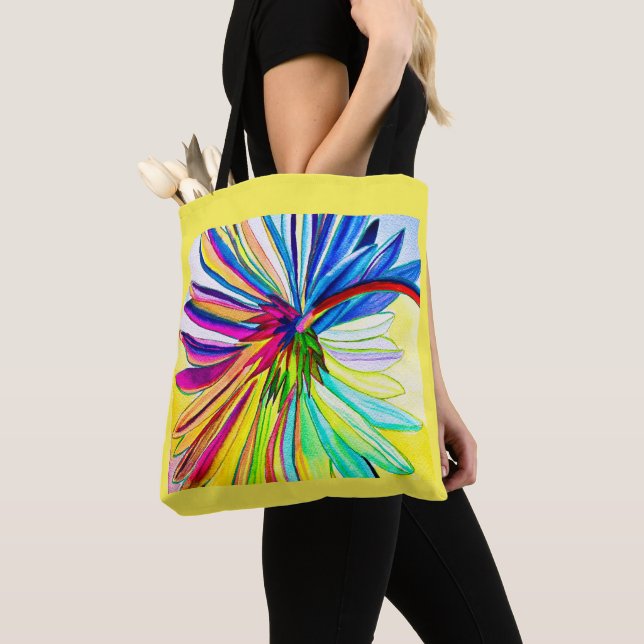 Rainbow gerbera colorful flower  tote bag (Close Up)