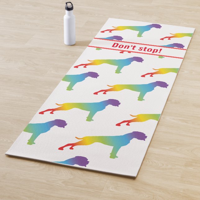 Rainbow German Boxer Personalized Motivational Yoga Mat (In Situ)