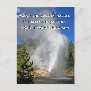 Rainbow Geyser Yellowstone w/ Famous Emerson Quote Postcard