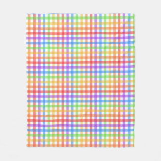 Rainbow Gingham Checkerboard Geometric Pattern Fleece Blanket