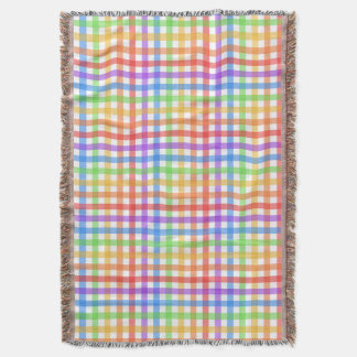 Rainbow Gingham Checkerboard Geometric Pattern Throw Blanket