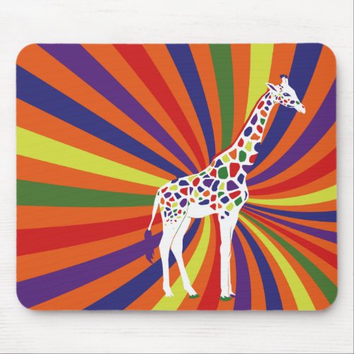 Rainbow Giraffe Art Mouse Pad