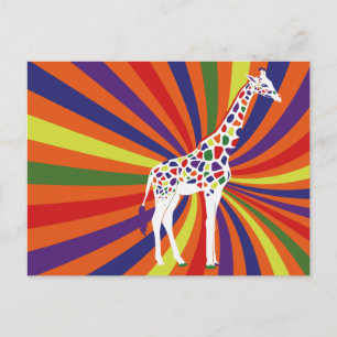 Rainbow Giraffe Art Postcard