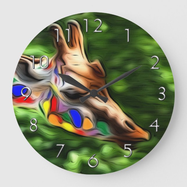 Rainbow Giraffe Large Clock (Front)