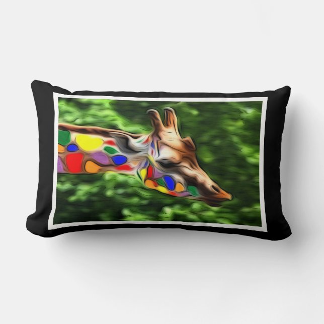 Rainbow Giraffe Lumbar Pillow (Front)
