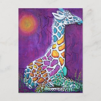 Rainbow Giraffe Postcard by LauraBarbosaArt at Zazzle