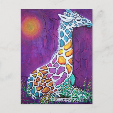 Rainbow Giraffe Postcard