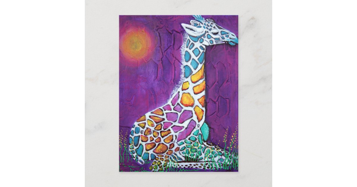 Rainbow Giraffe Postcard | Zazzle